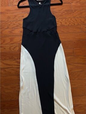 Anthropologie Black and White Sleeveless Colorblock Maxi